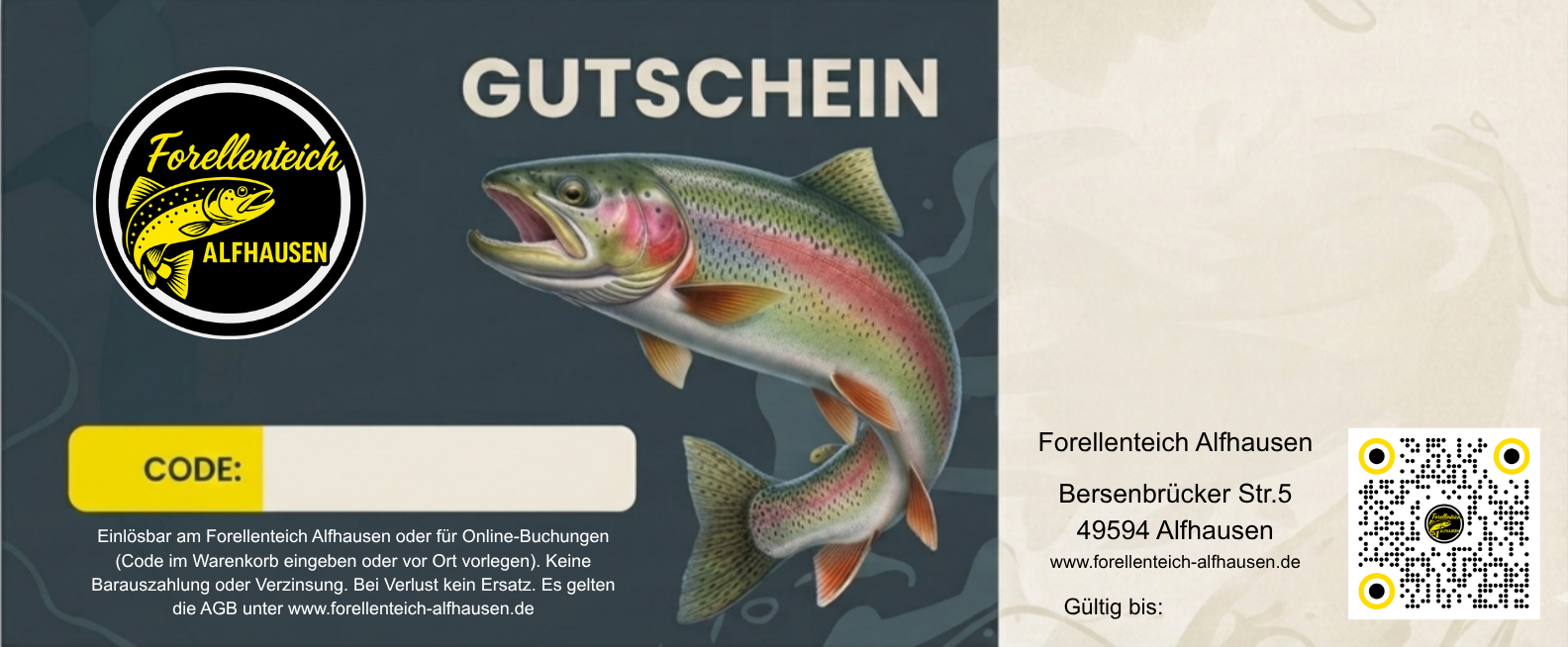 Vorschau des Geschenkgutscheins vom Forellenteich Alfhausen