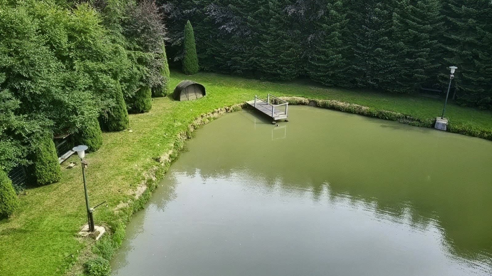Steg am Ufer des Forellenteichs Alfhausen